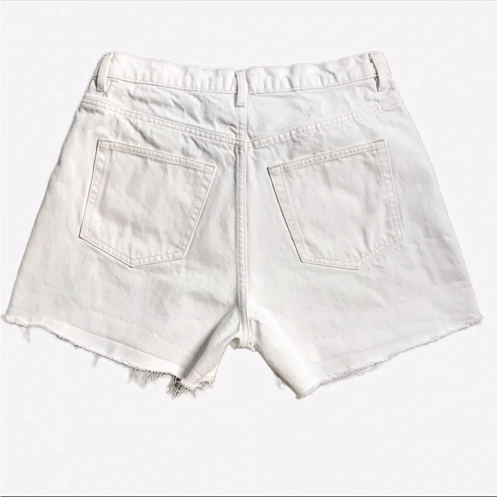 & Other Stories White Denim Button Fly Shorts Size 10 - Picture 2 of 10
